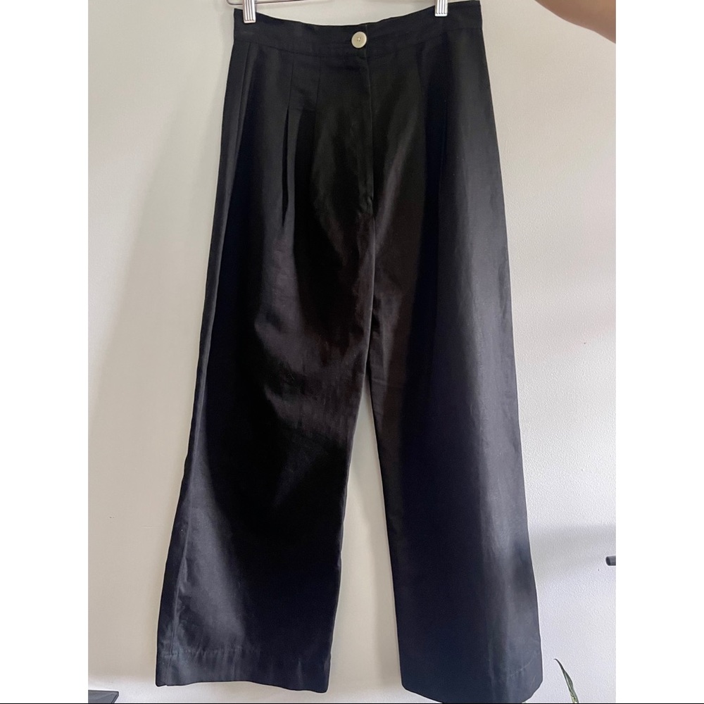 Ilana kohn Boyd pants black cotton/linen size 6 pleated wide leg pants